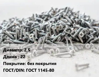 Шуруп 2.5х22 без покрытия ГОСТ: ГОСТ 1145-80